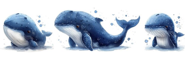 Une jolie peinture à l'aquarelle de baleine