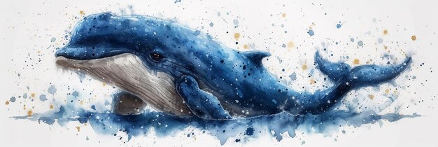 Une jolie peinture à l'aquarelle de baleine