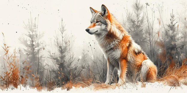 Une jolie peinture à l'aquarelle de loup.