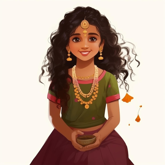 une jolie petite fille de 10 ans en illustration de sari