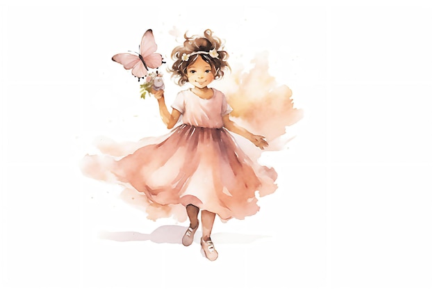 Jolie petite fille princesse en robes roses Image générée par l'IA post-traitée