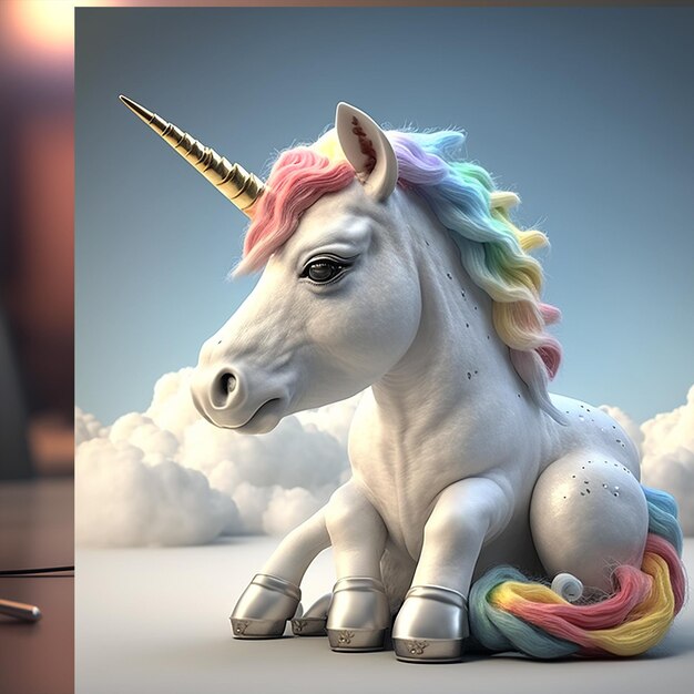 Jolie petite licorne et une image arc-en-ciel AI générative