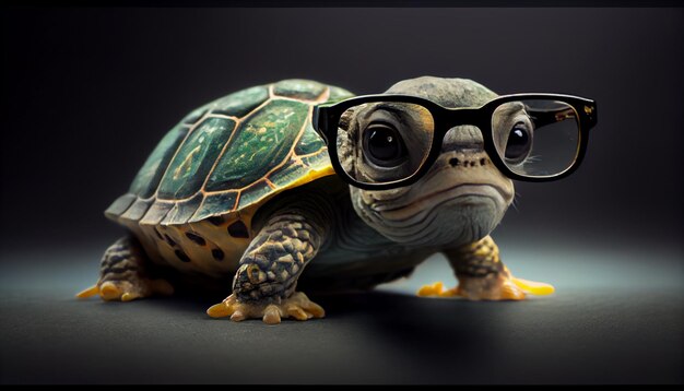 Photo jolie petite tortue avec des lunettes