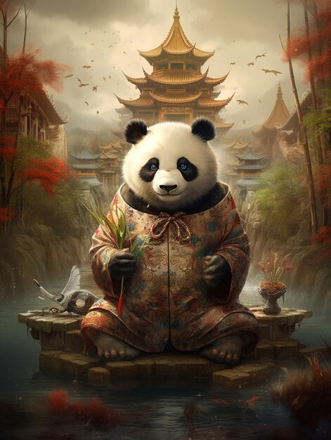 Photo une jolie photo de panda