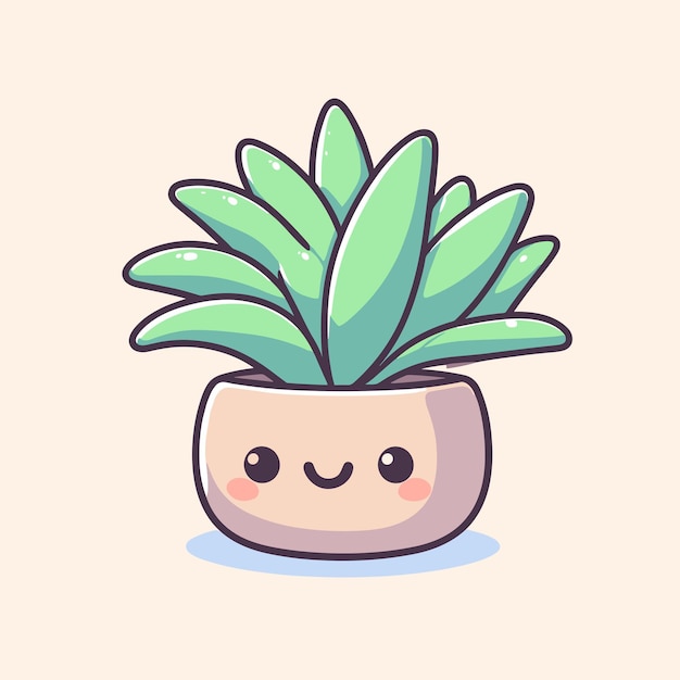 Photo jolie plante succulente en pot, illustration vectorielle décorative en style dessin animé, icône de plante mignonne kawaii