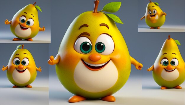 Photo une jolie poire aux fruits de dessin animé