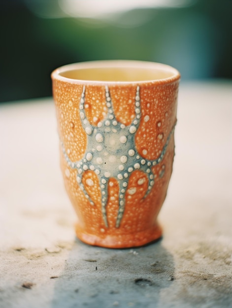 une jolie tasse en céramique construite à la main avec glaçage rampant Koda