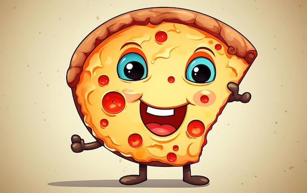 une jolie tranche de pizza dessin animé la mascotte donnant le pouce en l'air