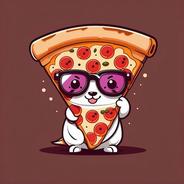 Photo une jolie tranche de pizza avec des lunettes