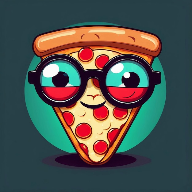 Photo une jolie tranche de pizza avec des lunettes