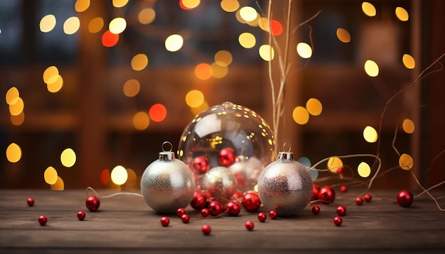 Photo de jolies décorations de noël et des lumières bokeh