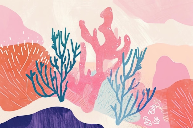 Jolies illustrations de corail peignant des graphiques à l'extérieur
