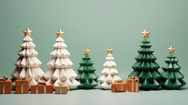 Jolis arbres de Noël de style 3D avec des décorations de Noël joyeuses élément comeliness