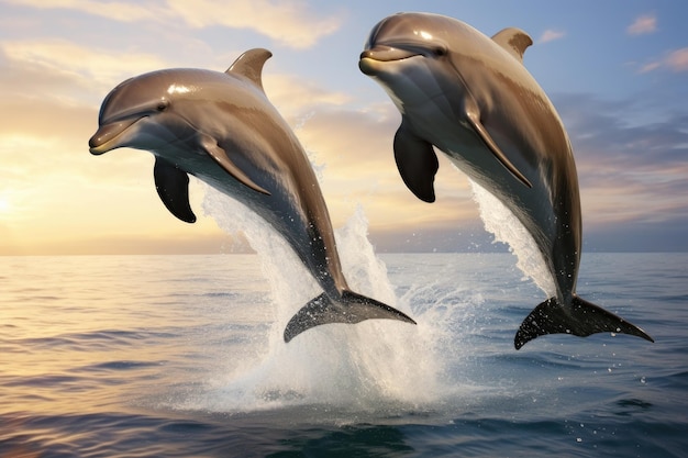 de jolis dauphins sautent