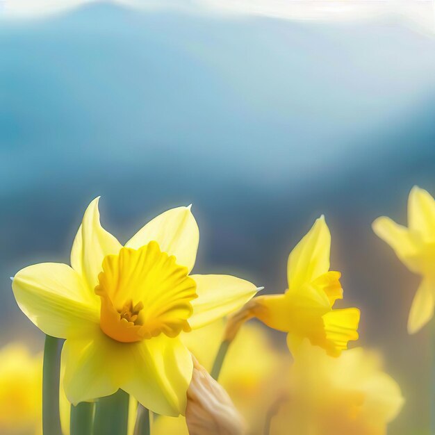 Une jonquille ajoute une touche de jaune vif au milieu d'un feuillage vert luxuriant