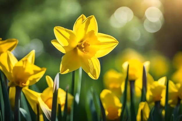 Jonquilles jaunes au soleil