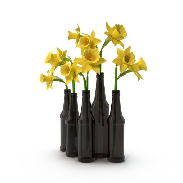 Jonquilles de Narcisse en bouteilles modèle 3D