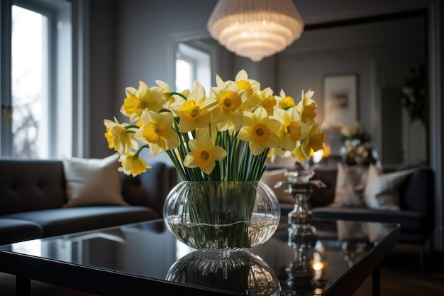 Jonquilles avec trompette jaune IA générative