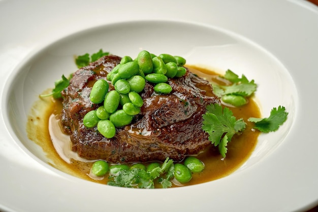 Joue de bœuf mijotée, sauce aux champignons