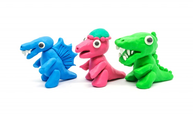 Jouer doh Tyrannosaurus Spinosaurus Pachycephalosaurus sur fond blanc