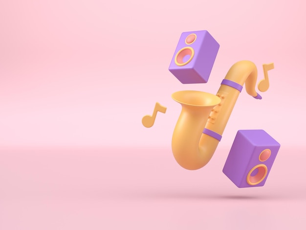 Jouer du saxophone rendu 3D