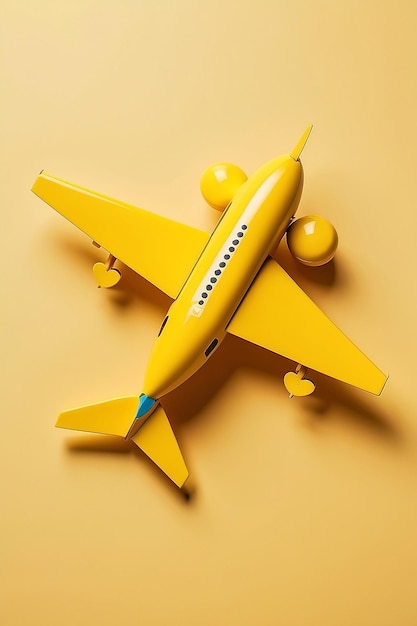 Jouet d'avion sur fond de papier jaune