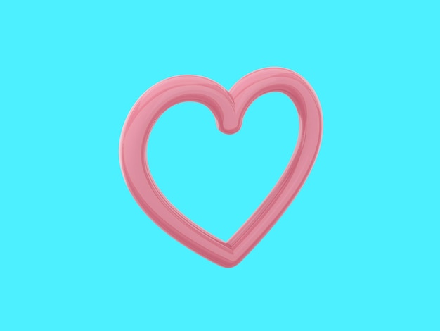Jouet coeur Rose mono couleur Symbole de l'amour Sur un fond bleu uni Vue côté gauche rendu 3d