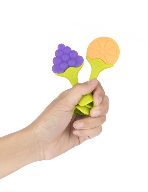 Jouet de dentition en silicone pour bébé Fruit Kids Bite Toys Food Isolé sur fond blanc