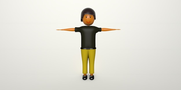 Jouet garçon 3d en t pose rendu 3d d'un objet low poly