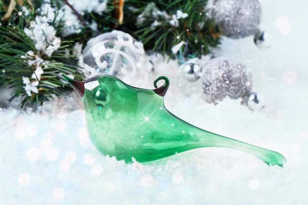 Jouet de Noël oiseau en verre