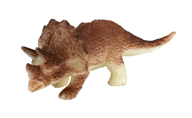 Jouet en plastique dinosaure Triceratops sur fond blanc