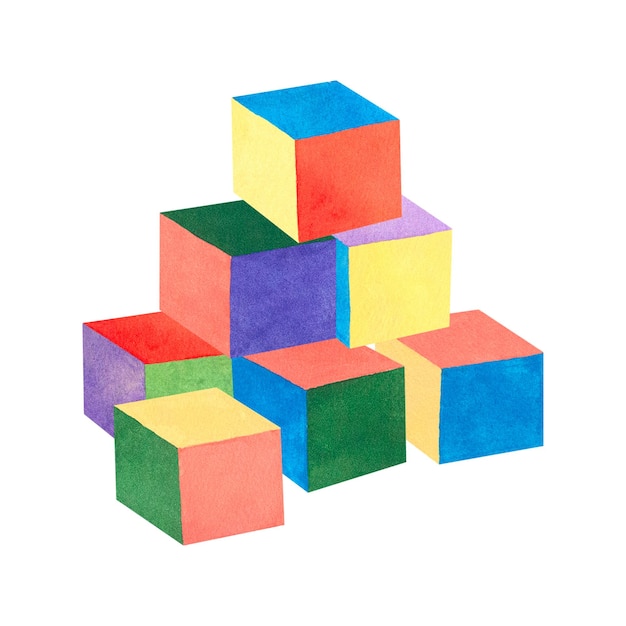 Jouet pour enfants Illustration aquarelle de cubes Illustration pour enfants