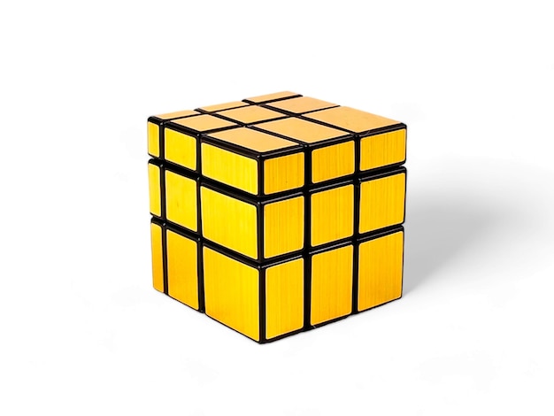 Jouet Rubiks or sur fond blanc