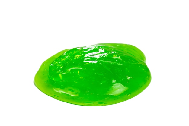 Jouet de slime vert isolé sur blanc. Vue de dessus.