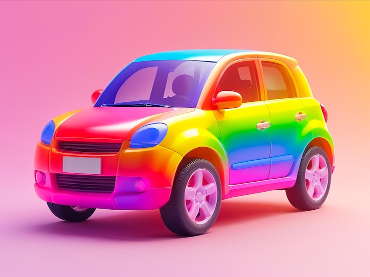 Photo un jouet de voiture de couleur arc-en-ciel