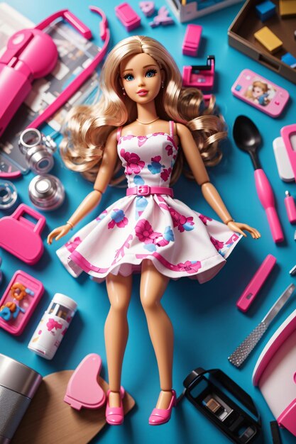 Photo des jouets barbie réalistes sur la table