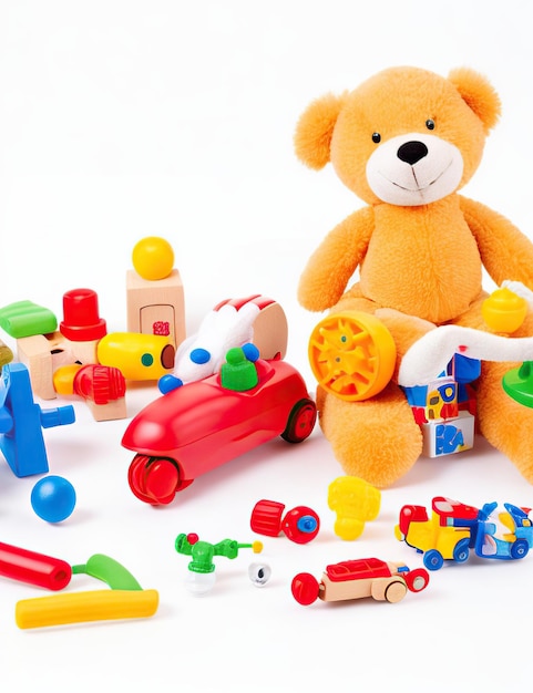 Jouets sur fond blanc