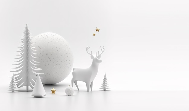 Jouets de noël minimalistes sur fond blanc AI générative