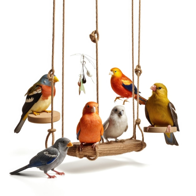 Des jouets pour oiseaux Des perchoirs oscillants isolés AI générative