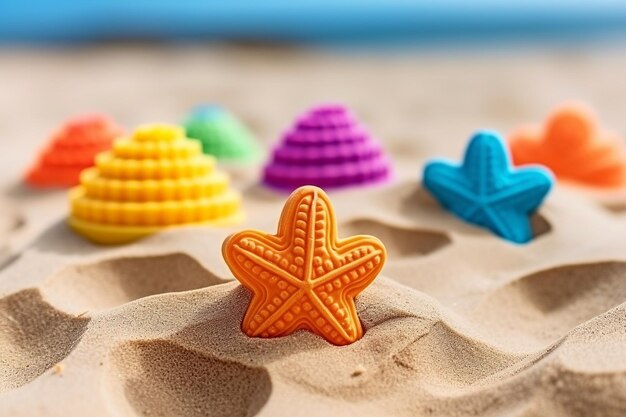 Photo des jouets de sable laissés par les enfants.