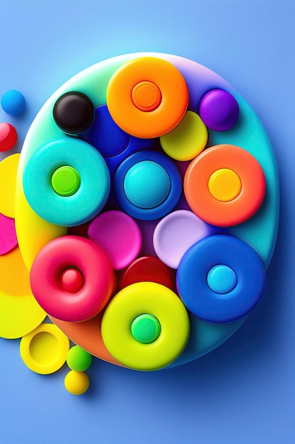 Jouets sensoriels antistress colorés fidget push pop it pour enfants isolés sur fond bleu avec c