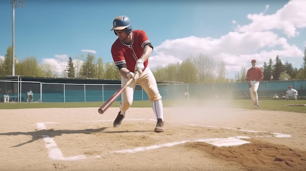 Joueur de baseball avec une batte sur le terrain de baseball