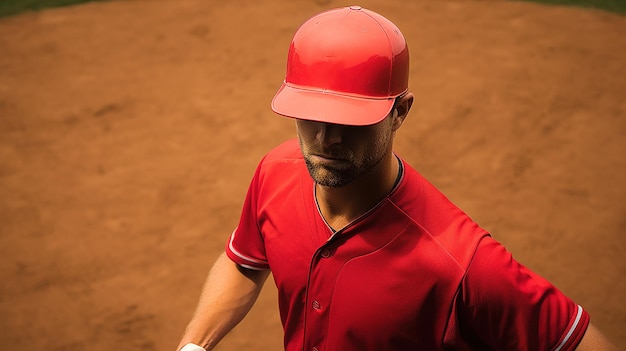 un joueur de baseball en casquette rouge et en uniforme