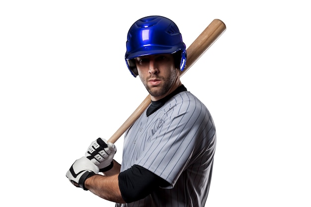 Joueur de baseball dans un uniforme bleu