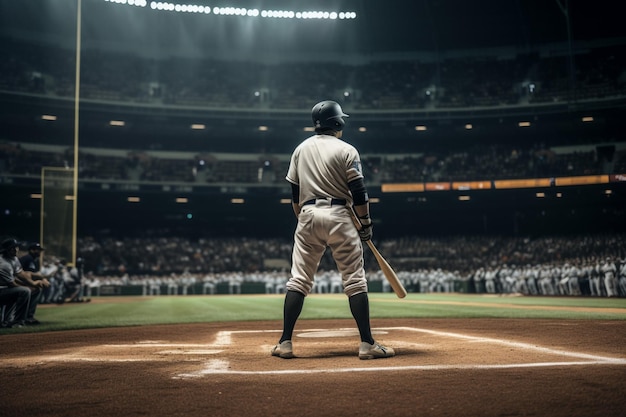 Un joueur de baseball se tient au marbre avec le mot monde au dos de son maillot.