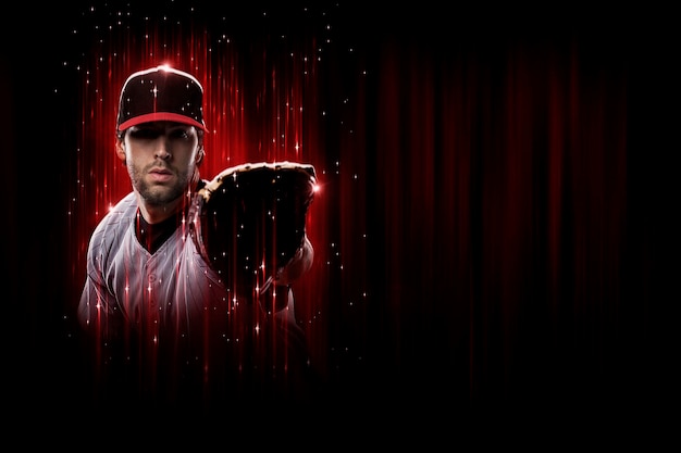 Joueur de baseball en uniforme rouge