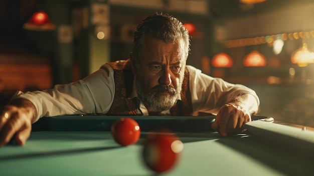 Un joueur de billard joue dans le green