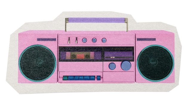 Joueur de cassettes png autocollant coupé sur papier sur fond transparent