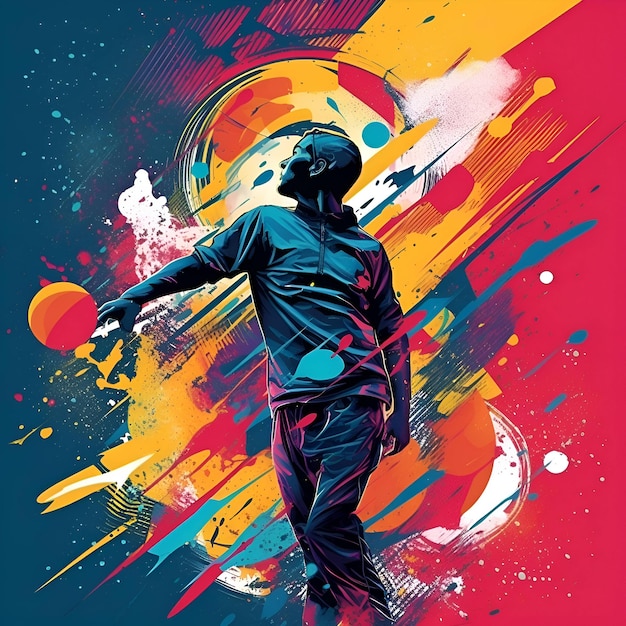 Joueur de cricket en action Arrière-plan coloré Illustration vectorielle