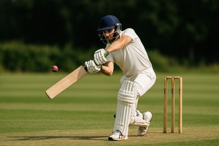 Photo joueur de cricket à la batte sur le terrain